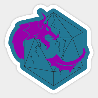 D20 Dragon Purple Sticker